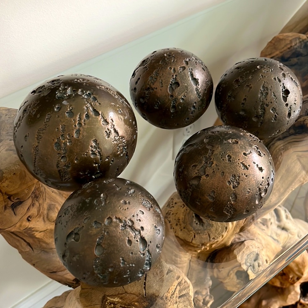 JARU vintage postmodern bronze sphere sculptures, set of 5